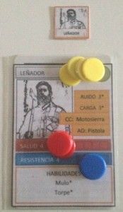 Colocación de contadores y ficha sobre Personajes