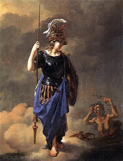 Atenea Karel_Dujardin Pallas_Athene_Visits_Invidia,_1652